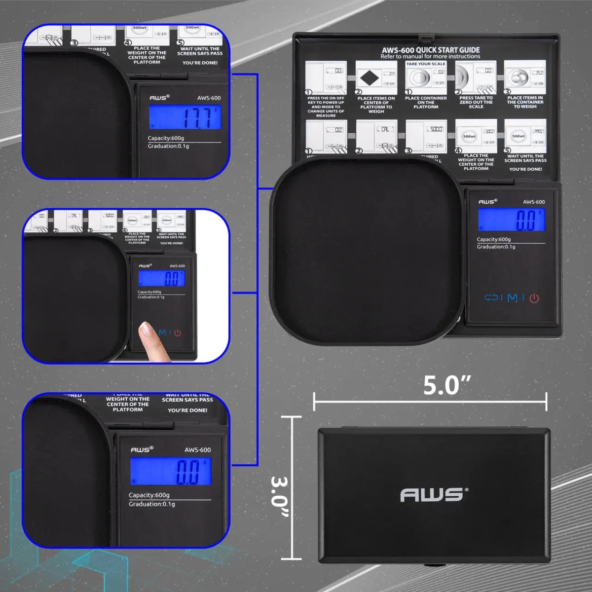 AWS DIGITAL SCALE 600 0.1G - Smoke empire
