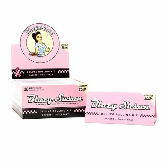 Blazy Susan Pink Deluxe Paper+Tips+Tray Kit - King Size Slim - Smoke empire