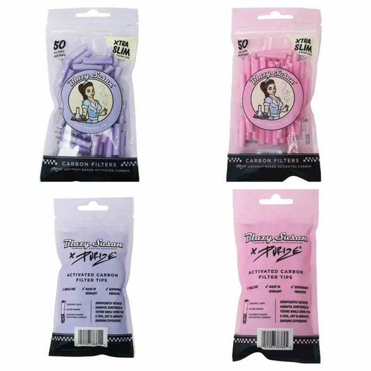 Blazy Susan - Xtra Slim Tips - 50 Counts Per Bag - Pink or Purple - Smoke empire