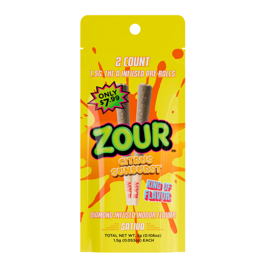 Citrus Sunburst THCA Prerolls 2-Pack | Zour Stash - Smoke empire