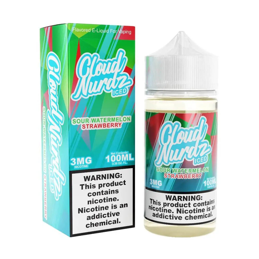 Cloud Nurdz Iced Sour Watermelon Strawberry eJuice - Smoke empire