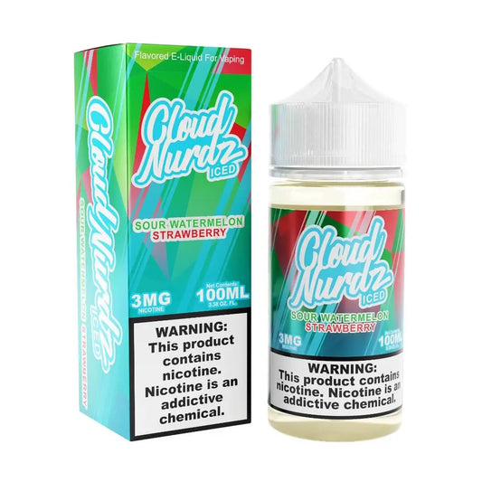 Cloud Nurdz Iced Sour Watermelon Strawberry eJuice - Smoke empire