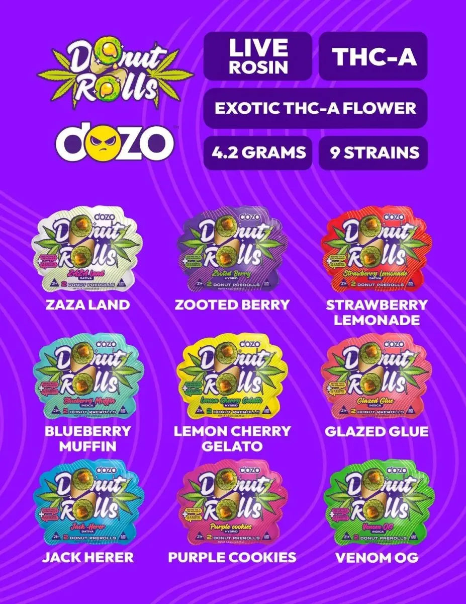 DOZO 2x THC-A + Live Rosin Donut Rolls(4.20 Grams Total) - Smoke empire