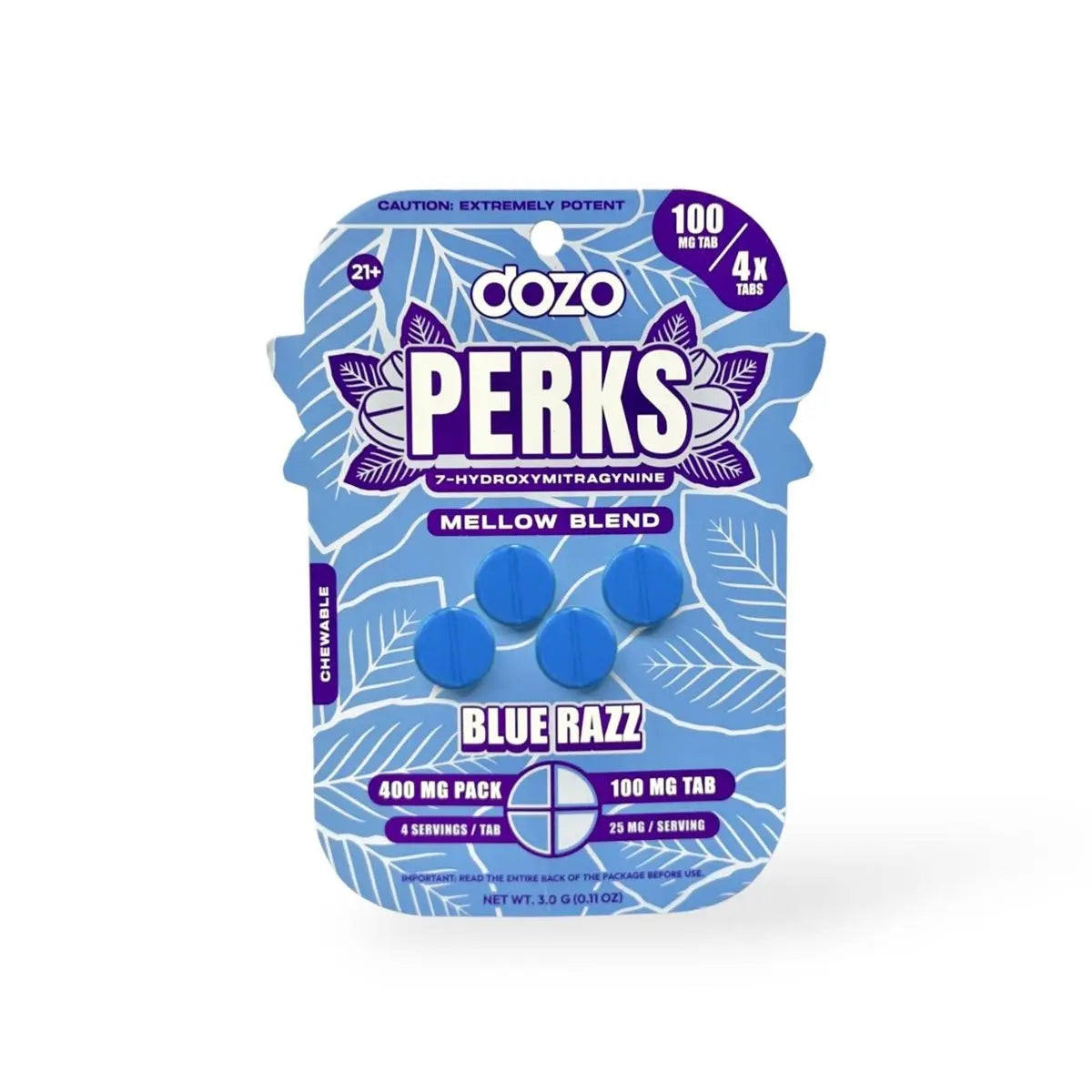 Dozo Perks Extreme Potency 7-OH Mellow Blue Razz 100mg Per Tablet - Smoke empire