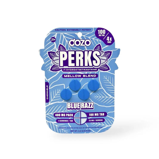 Dozo Perks Extreme Potency 7-OH Mellow Blue Razz 100mg Per Tablet - Smoke empire
