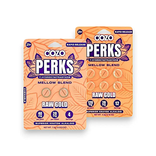Dozo Perkz 7-hydroxymitragynine 20mg Tablets Gold (6 Pack) | Kratom Empire - Smoke empire