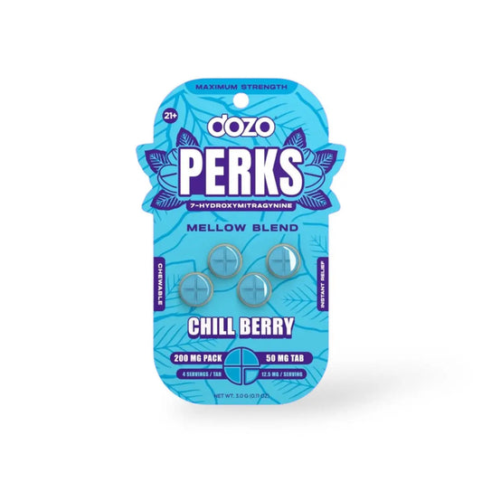 Dozo Perkz Mellow Blend Max Strength 50mg Tablets Chill Berry (4 Pack) | Kratom Empire - Smoke empire