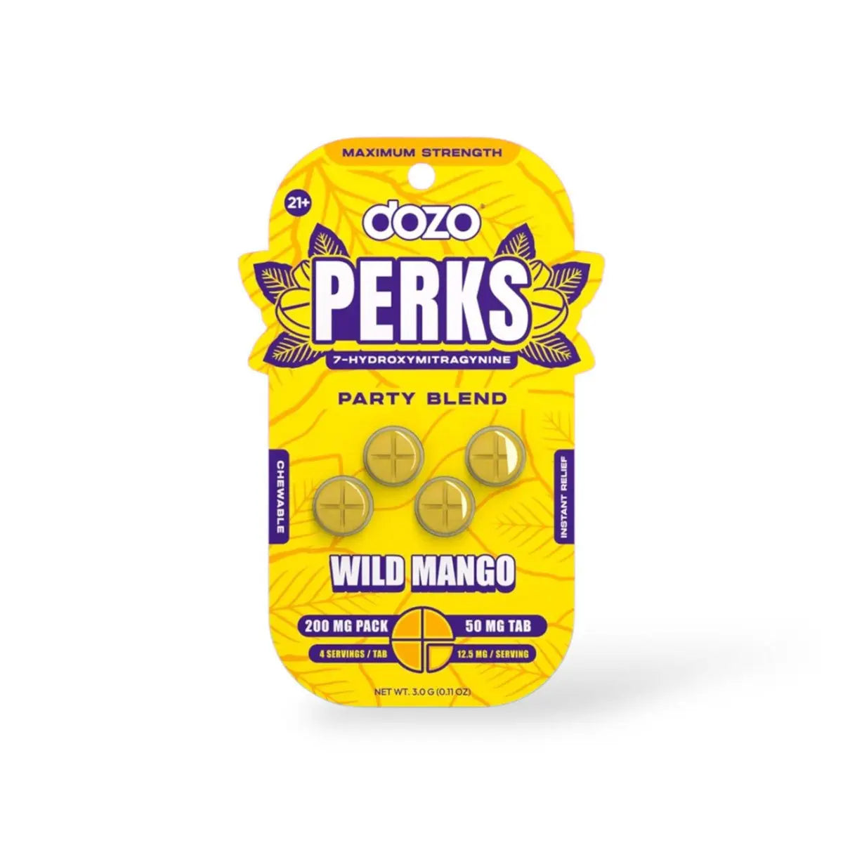 Dozo Perkz Party Blend Max Strength 50mg Tablets Wild Mango (4 Pack) | Kratom Empire - Smoke empire