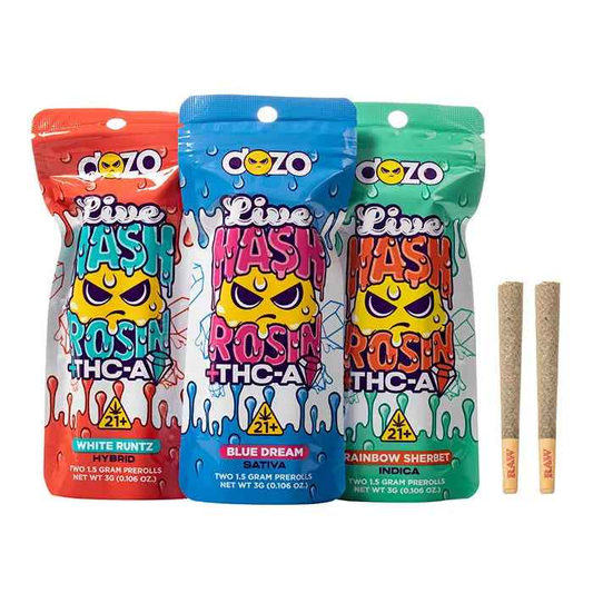 DOZO LIVE HASH ROSIN THC-A PRE ROLLS 3G