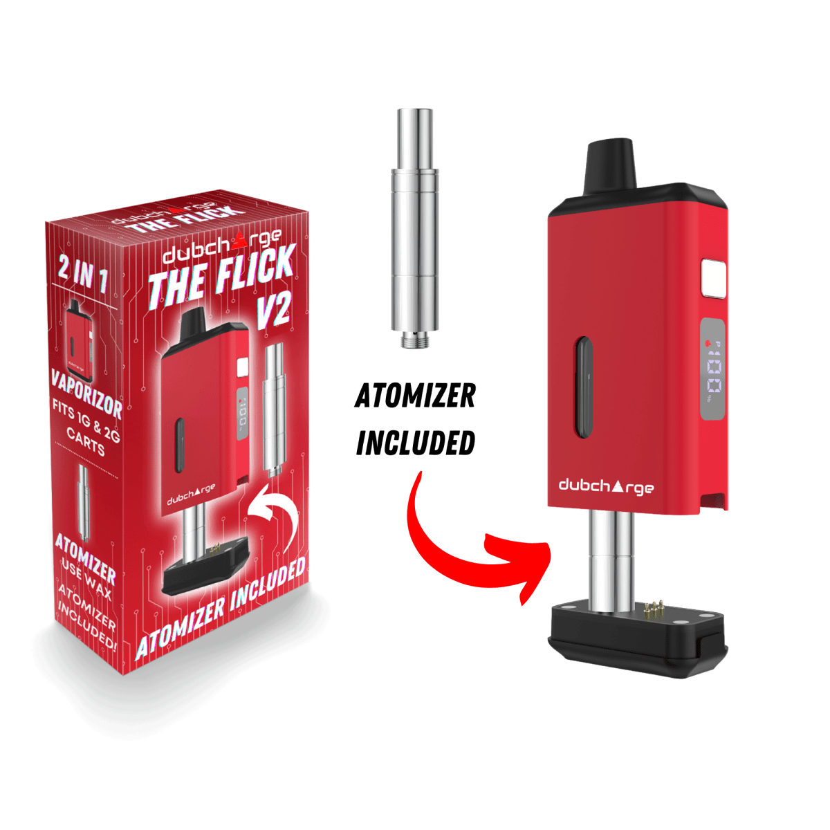 Flick V2 Battery w/ Atomizer - Discreet 510 Thread - Smoke empire
