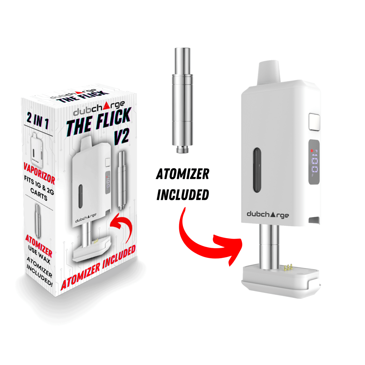 Flick V2 Battery w/ Atomizer - Discreet 510 Thread - Smoke empire