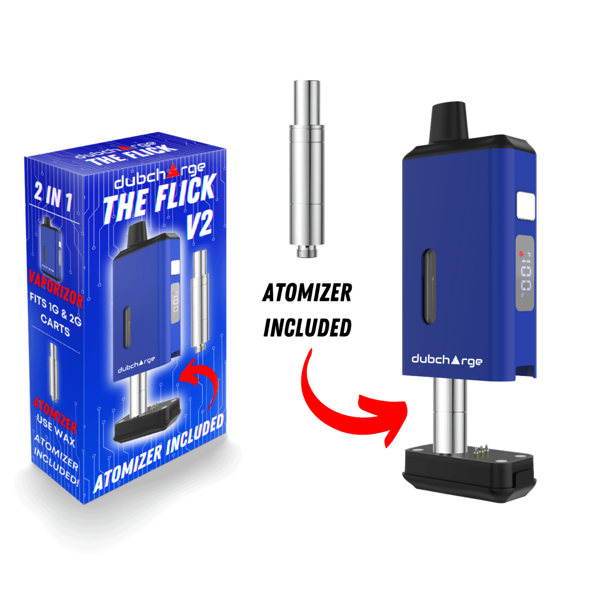 Flick V2 Battery w/ Atomizer - Discreet 510 Thread - Smoke empire