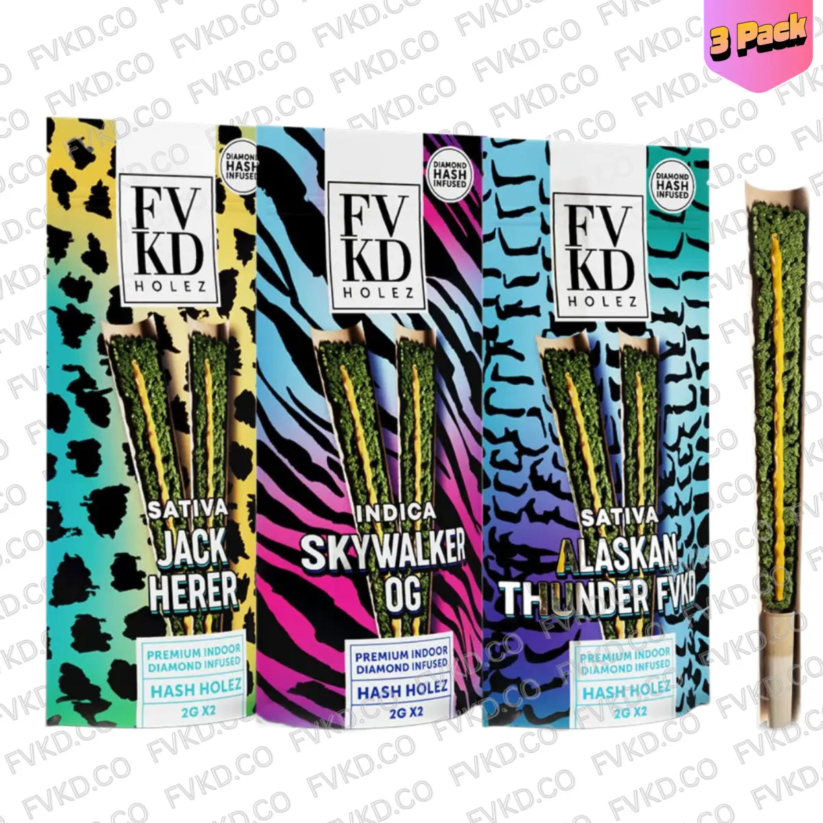 FVKD Holez Hash Hole Prerolls 2G x2 3-Pack 6G - Smoke empire
