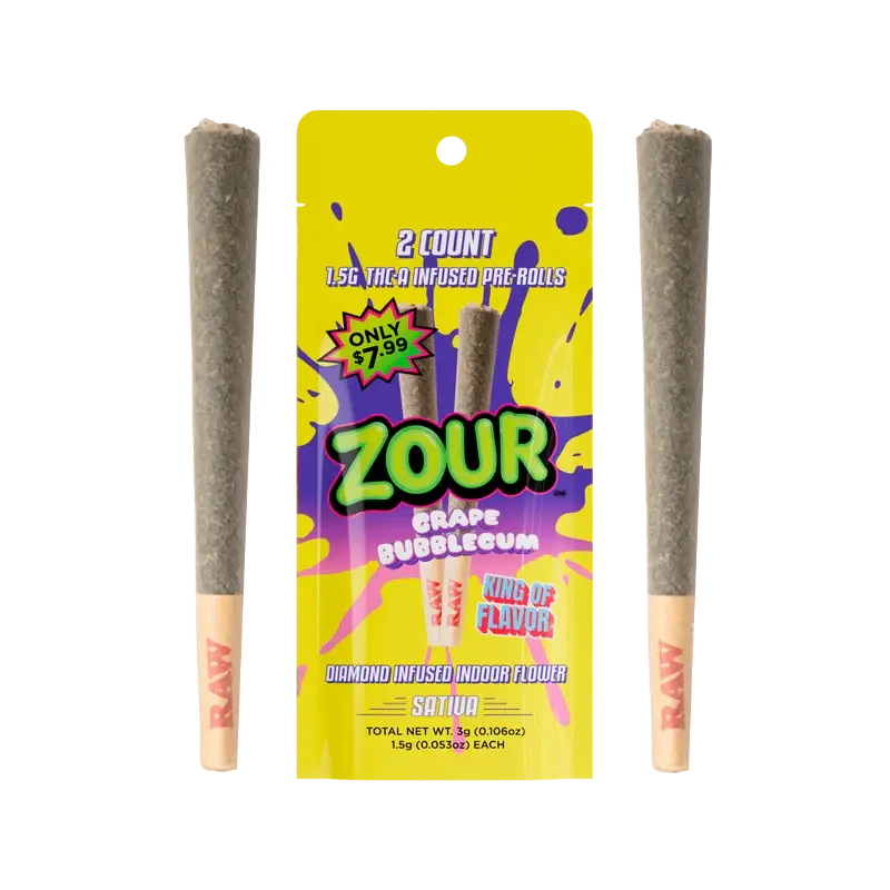 Grape Bubblegum THCA Prerolls 2-Pack | Zour Stash - Smoke empire
