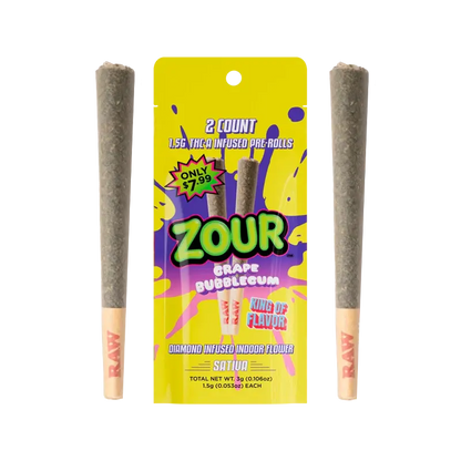 Grape Bubblegum THCA Prerolls 2-Pack | Zour Stash - Smoke empire