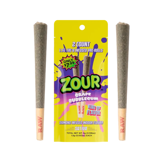 Grape Bubblegum THCA Prerolls 2-Pack | Zour Stash - Smoke empire