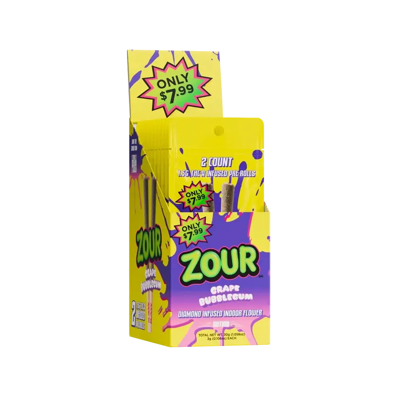 Grape Bubblegum THCA Prerolls 2-Pack | Zour Stash - Smoke empire