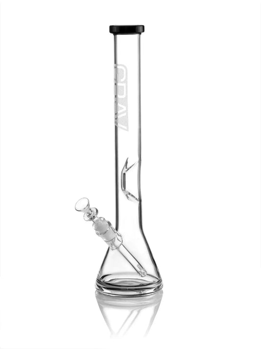 GRAV® Large 16", Black Accent Beaker Base Water Pipe - Smoke empire