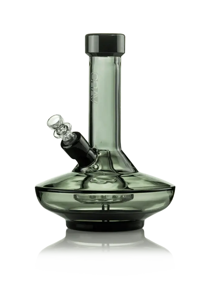 GRAV® Small Wide Base Water Pipe in Smoke with Black Accents - Smoke empire