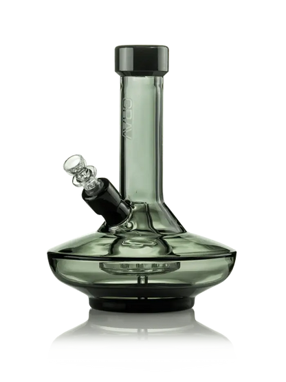 GRAV® Small Wide Base Water Pipe in Smoke with Black Accents - Smoke empire