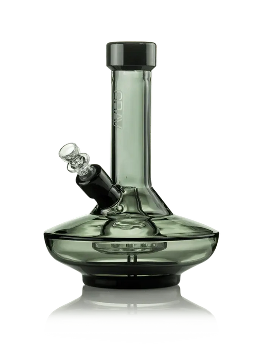 GRAV® Small Wide Base Water Pipe in Smoke with Black Accents - Smoke empire