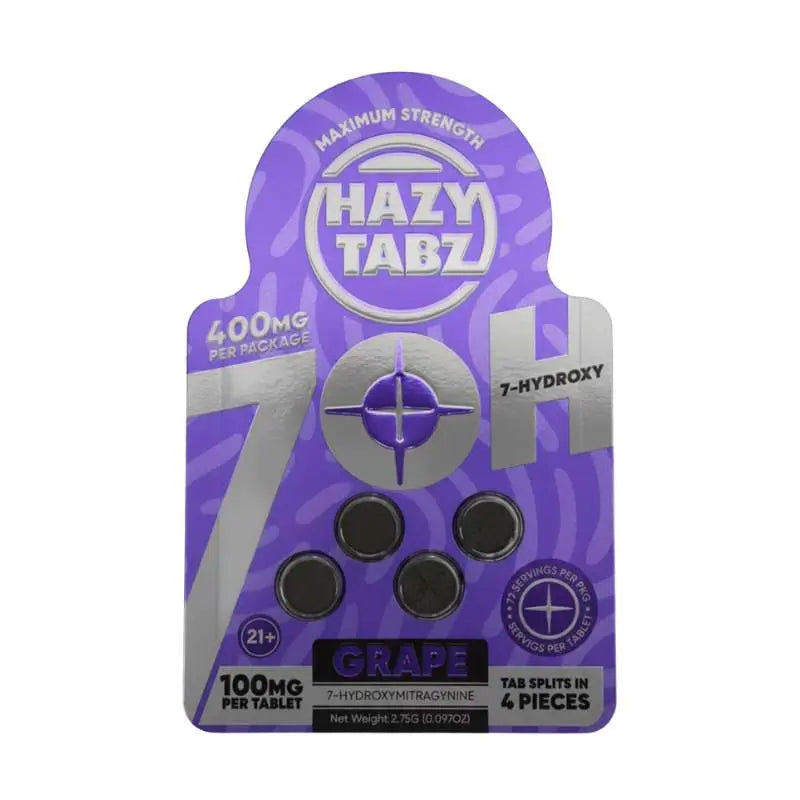 HAZY TABZ 7-HYDROXYMITRAGYNINE MAXIMUM STRENGTH TABLET 4CT 100MG PER TABLET - Smoke empire