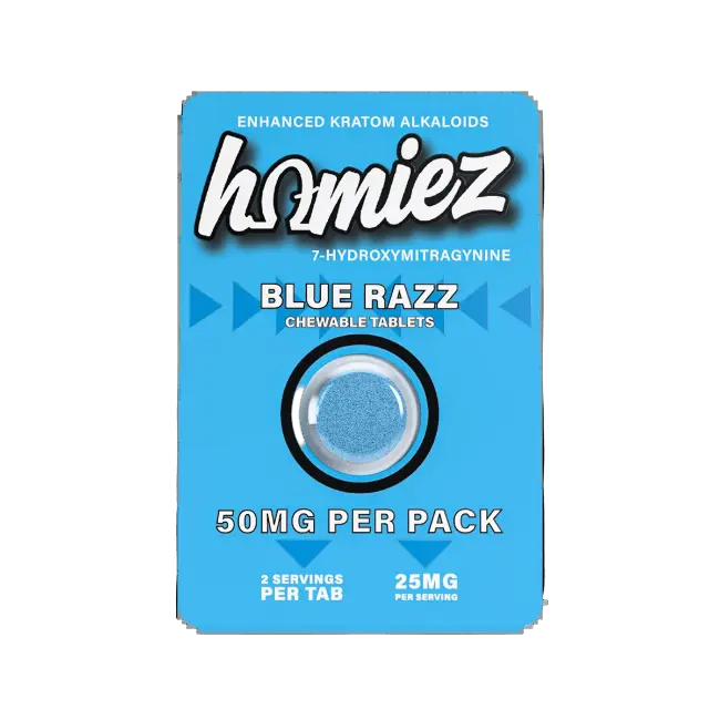 HOMIEZ 7-HYDROXYMITRAGYNINE TABLETS 1CT / 50MG EACH – BLUE RAZZ - Smoke empire