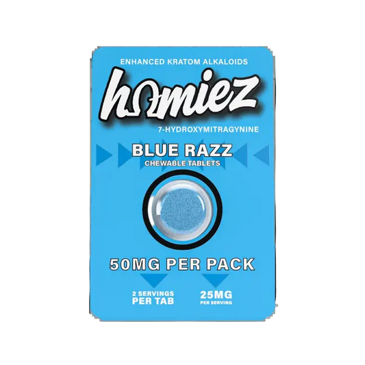 HOMIEZ 7-HYDROXYMITRAGYNINE TABLETS 1CT / 50MG EACH – BLUE RAZZ - Smoke empire