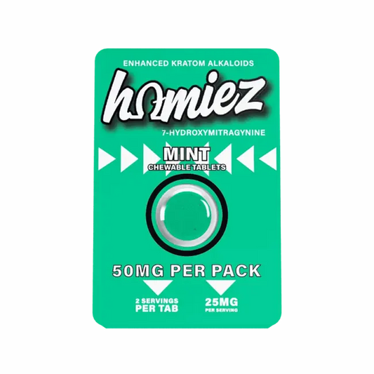 HOMIEZ 7-HYDROXYMITRAGYNINE TABLETS 1CT / 50MG EACH – MINT - Smoke empire