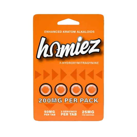 HOMIEZ 7-HYDROXYMITRAGYNINE TABLETS 4CT / 50MG EACH – TANGERINE - Smoke empire