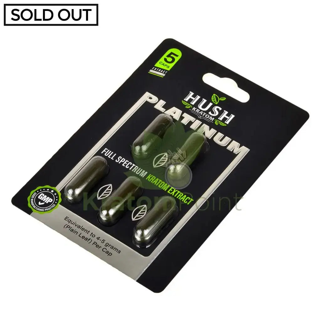 Hush Kratom Platinum Extract Capsules, 5 count - Smoke empire