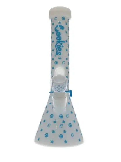 Cookies 14'' V Beaker Waterpipe - White Logo - Smoke empire