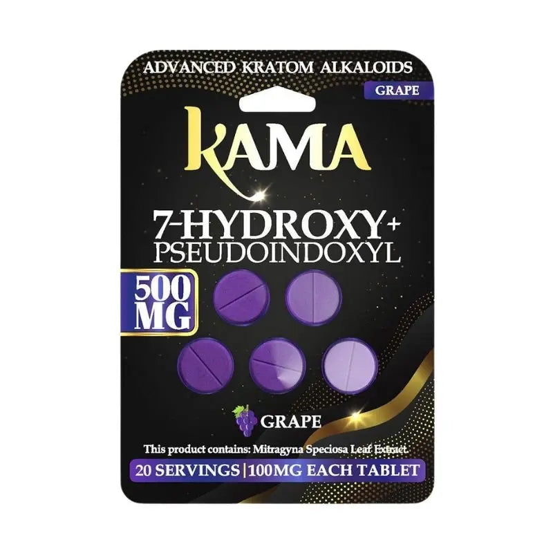 KAMA 7-HYDROXY + PSEUDO INDOXYL ADVANCED KRATOM ALKALOID TABLETS 5CT 100MG PER TABLET - Smoke empire