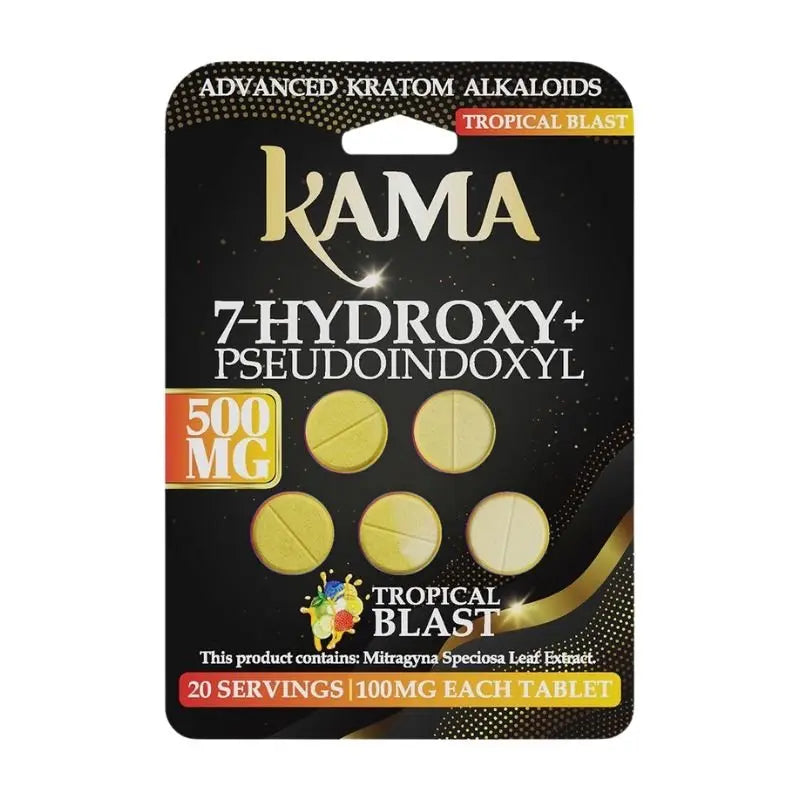 KAMA 7-HYDROXY + PSEUDO INDOXYL ADVANCED KRATOM ALKALOID TABLETS 5CT 100MG PER TABLET - Smoke empire