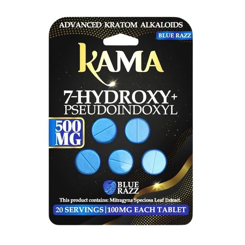 KAMA 7-HYDROXY + PSEUDO INDOXYL ADVANCED KRATOM ALKALOID TABLETS 5CT 100MG PER TABLET - Smoke empire