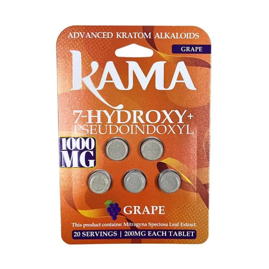 KAMA 7-HYDROXYMITRAGYNINE + PSEUDO INDOXYL TABLETS 5CT 200MG PER TABLET - Smoke empire