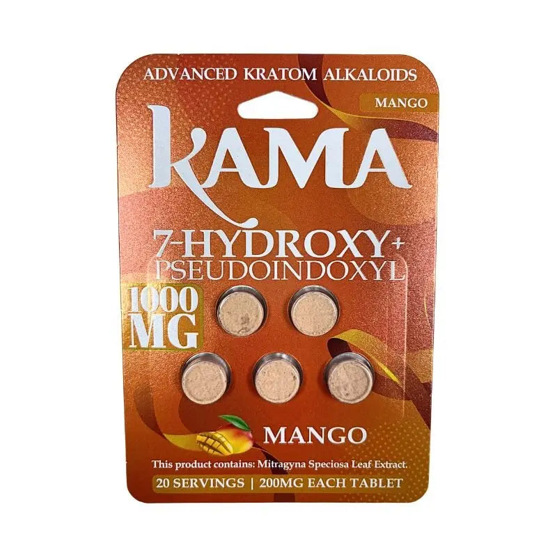 KAMA 7-HYDROXYMITRAGYNINE + PSEUDO INDOXYL TABLETS 5CT 200MG PER TABLET - Smoke empire