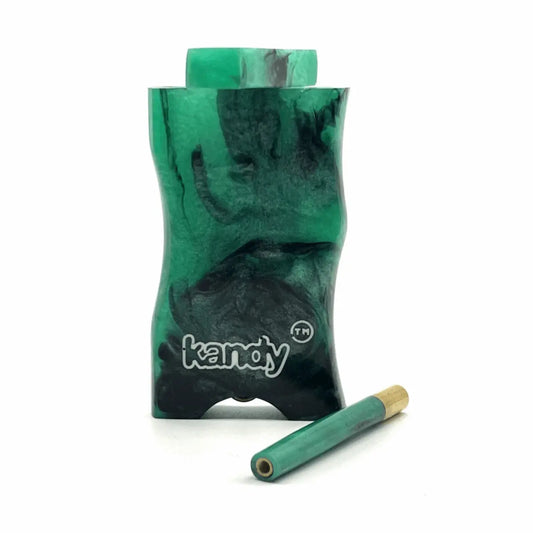 Kandy 4-inch resin dugout set with matching one-hitter and metal poker - Smoke empire