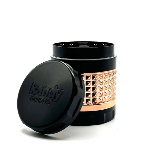 Kandy Metal Grinder Black Top & Bottom W/Textured Colored Middle - Smoke empire