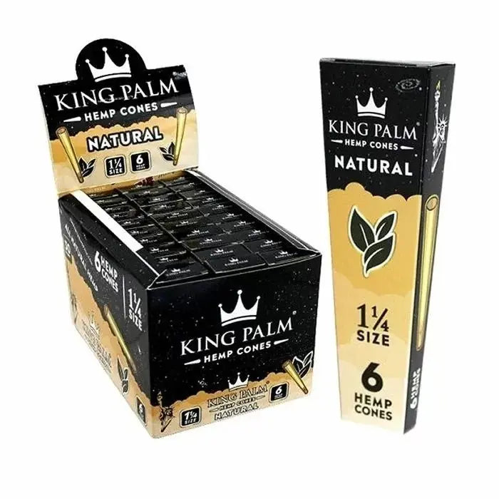 King Palm - 1 1/4 Size Hemp Cones - 6 Counts Per Pack - 30 Packs Per Box - Smoke empire
