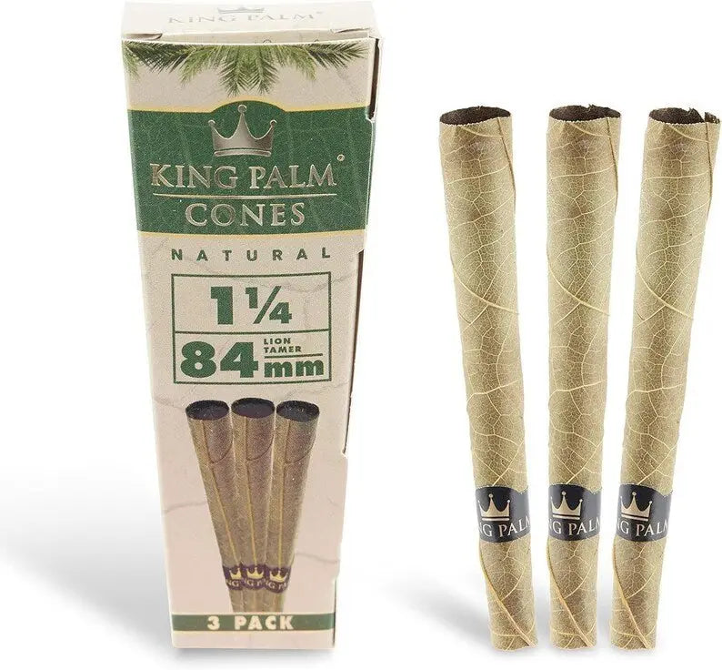 King Palm Cones Natural - 84mm - 3 Count Per Pack - 15 Pack Per Box - Smoke empire