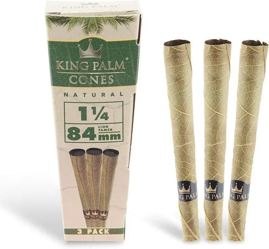 King Palm Cones Natural - 84mm - 3 Count Per Pack - 15 Pack Per Box - Smoke empire