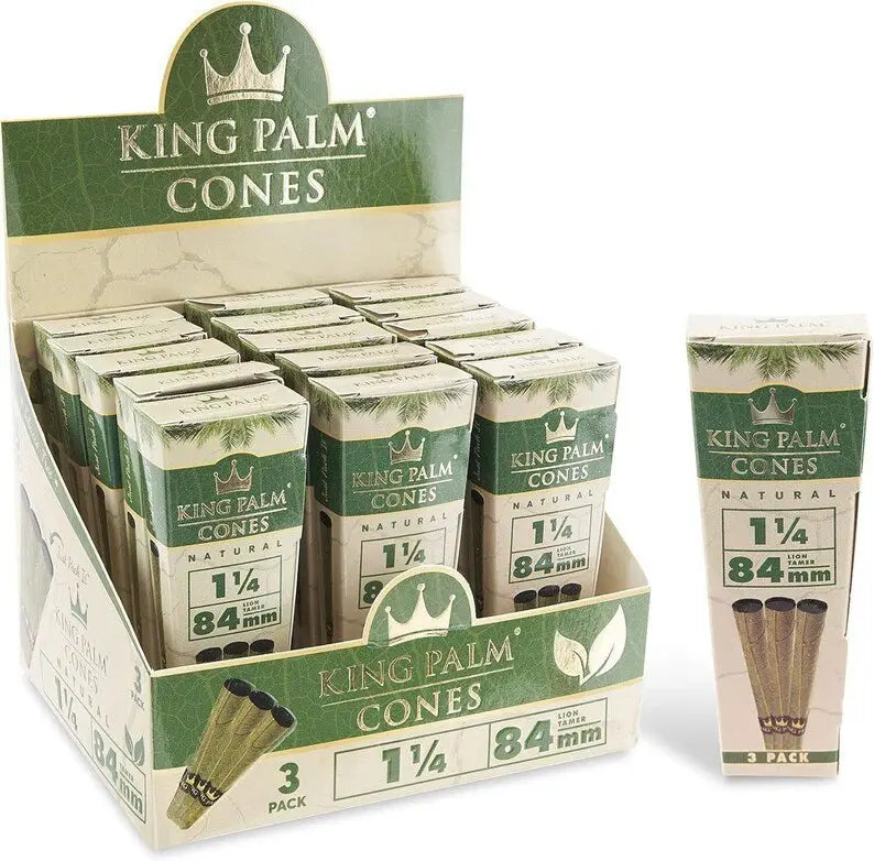 King Palm Cones Natural - 84mm - 3 Count Per Pack - 15 Pack Per Box - Smoke empire