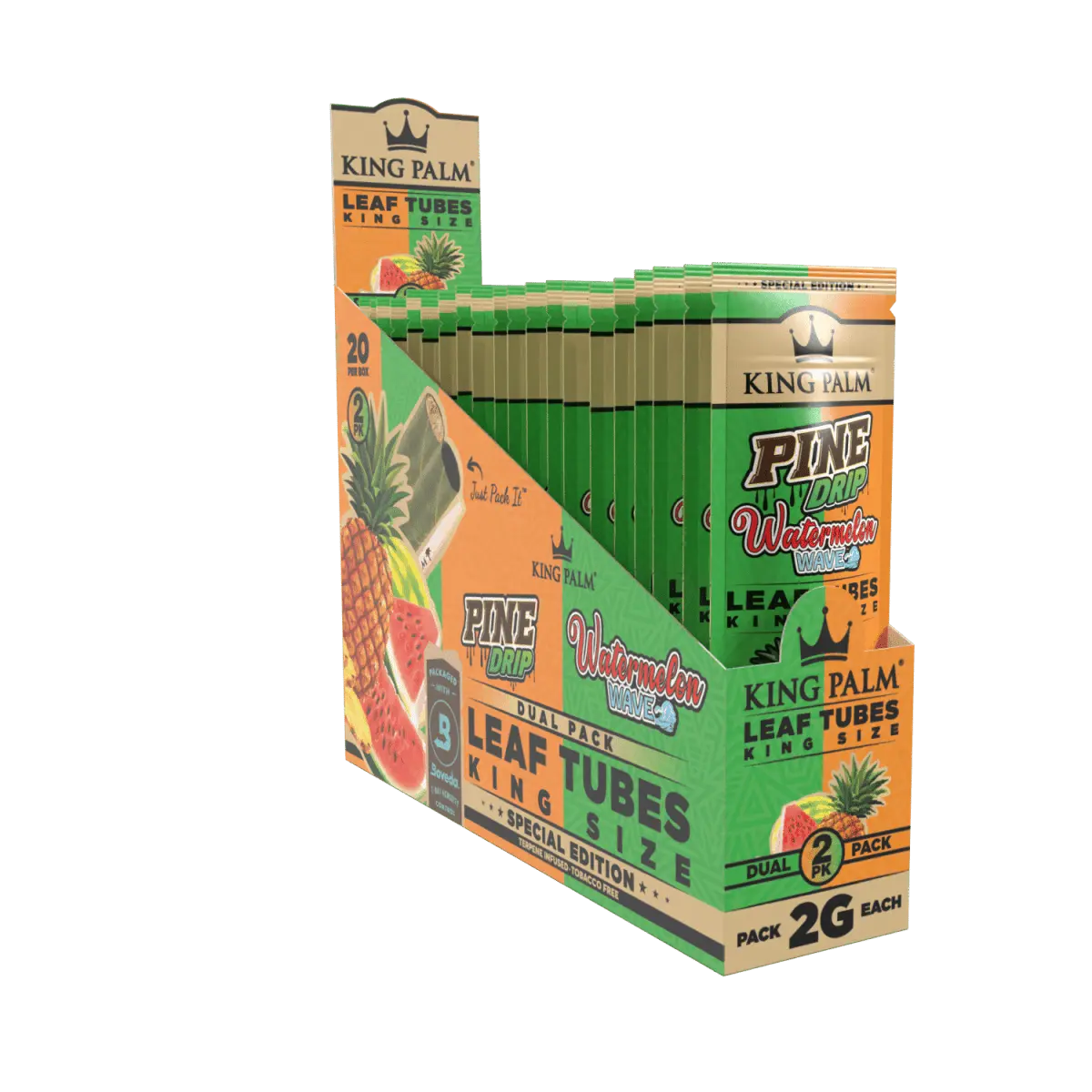 King Palm - Dual Pack Cones - King Size - 2 Grams - 2 Counts Per Pack - 20 Packs Per Display - Smoke empire