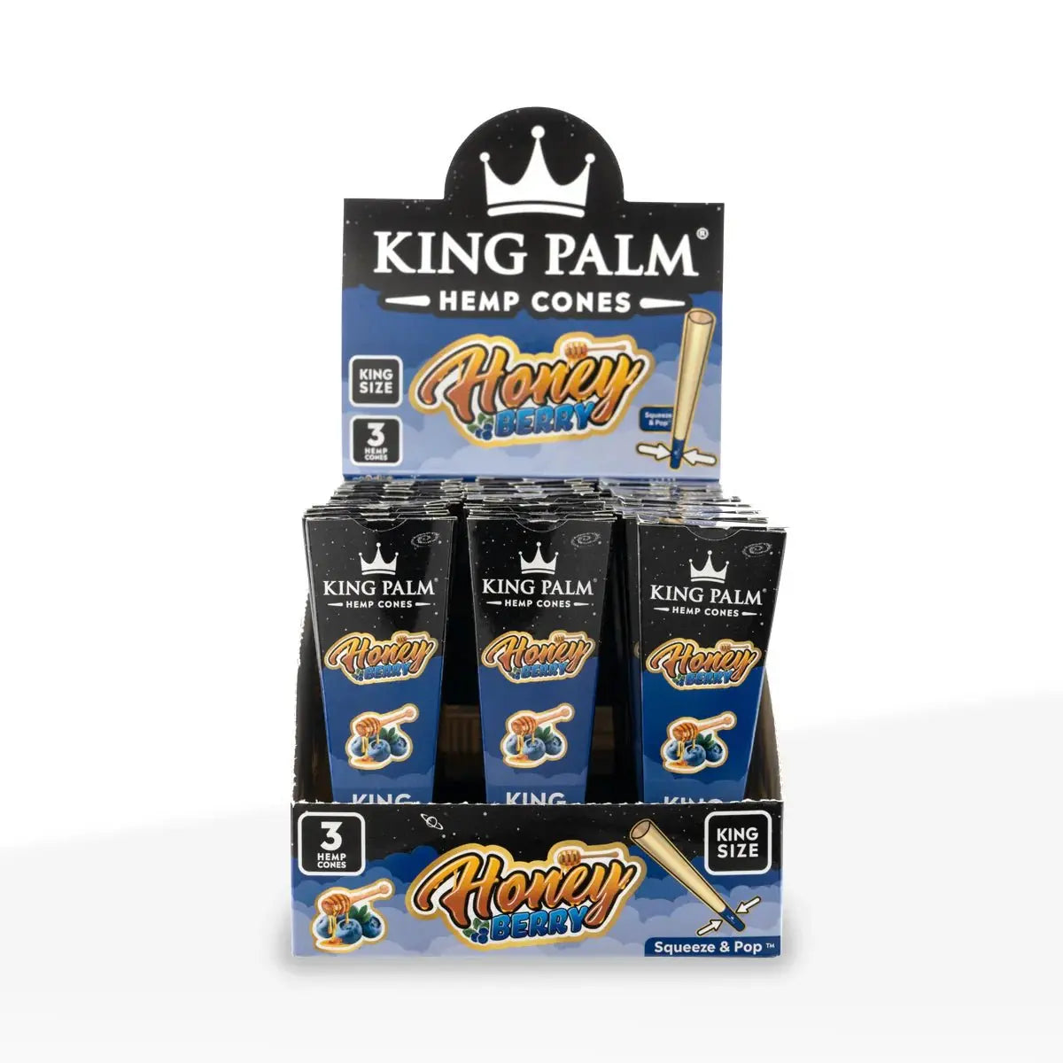 King Palm - KING SIZE Hemp Cones - 3 Counts Per Pack - 30 Packs Per Box - Smoke empire