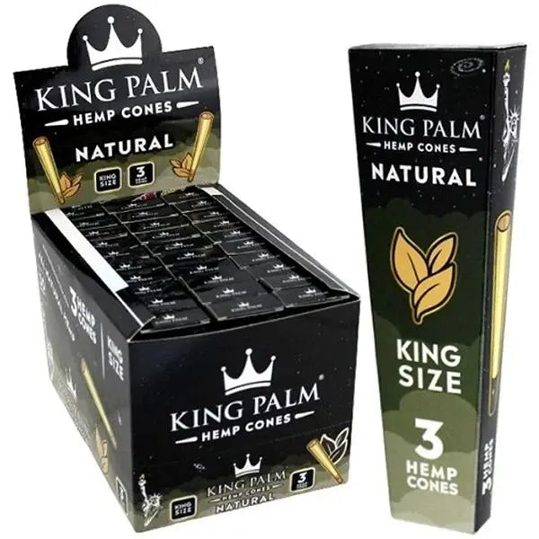 King Palm - KING SIZE Hemp Cones - 3 Counts Per Pack - 30 Packs Per Box - Smoke empire