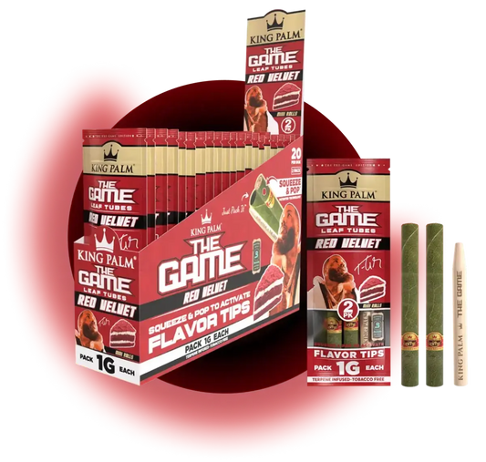King Palm The Game Leaf Tubes Mini Rolls - Red Velvet - 1 Gram - 2 Counts Per Pack - 20 Packs Per Box - Smoke empire