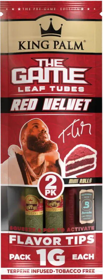 King Palm The Game Leaf Tubes Mini Rolls - Red Velvet - 1 Gram - 2 Counts Per Pack - 20 Packs Per Box - Smoke empire