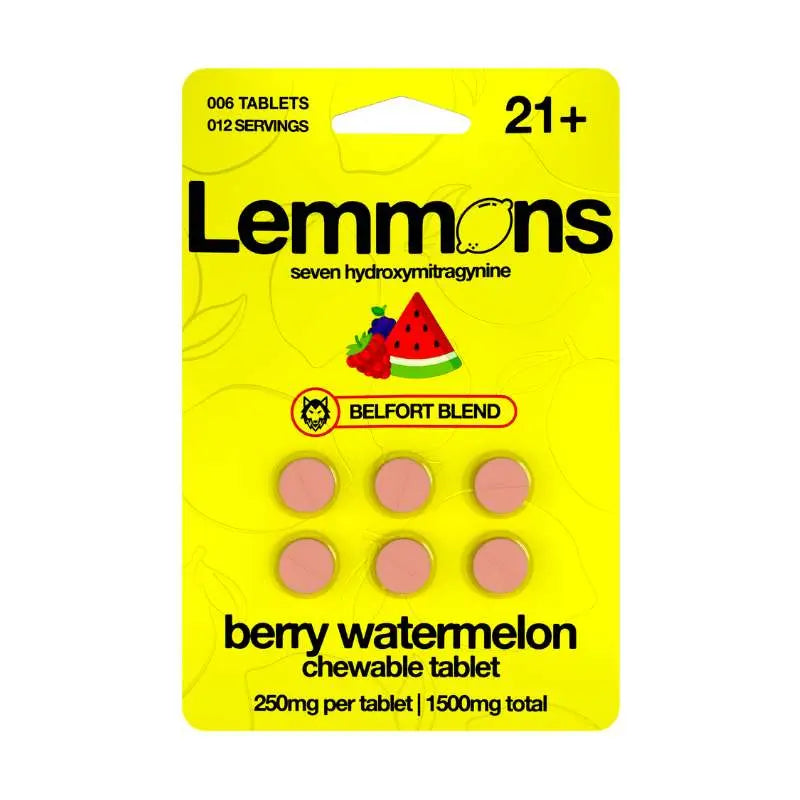 LEMMONS BELFORT BLEND 7-HYDROXYMITRAGYNINE CHEWABLE TABLETS 6CT 250MG PER TABLET - Smoke empire