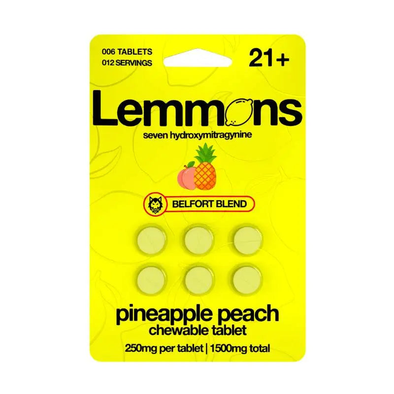 LEMMONS BELFORT BLEND 7-HYDROXYMITRAGYNINE CHEWABLE TABLETS 6CT 250MG PER TABLET - Smoke empire